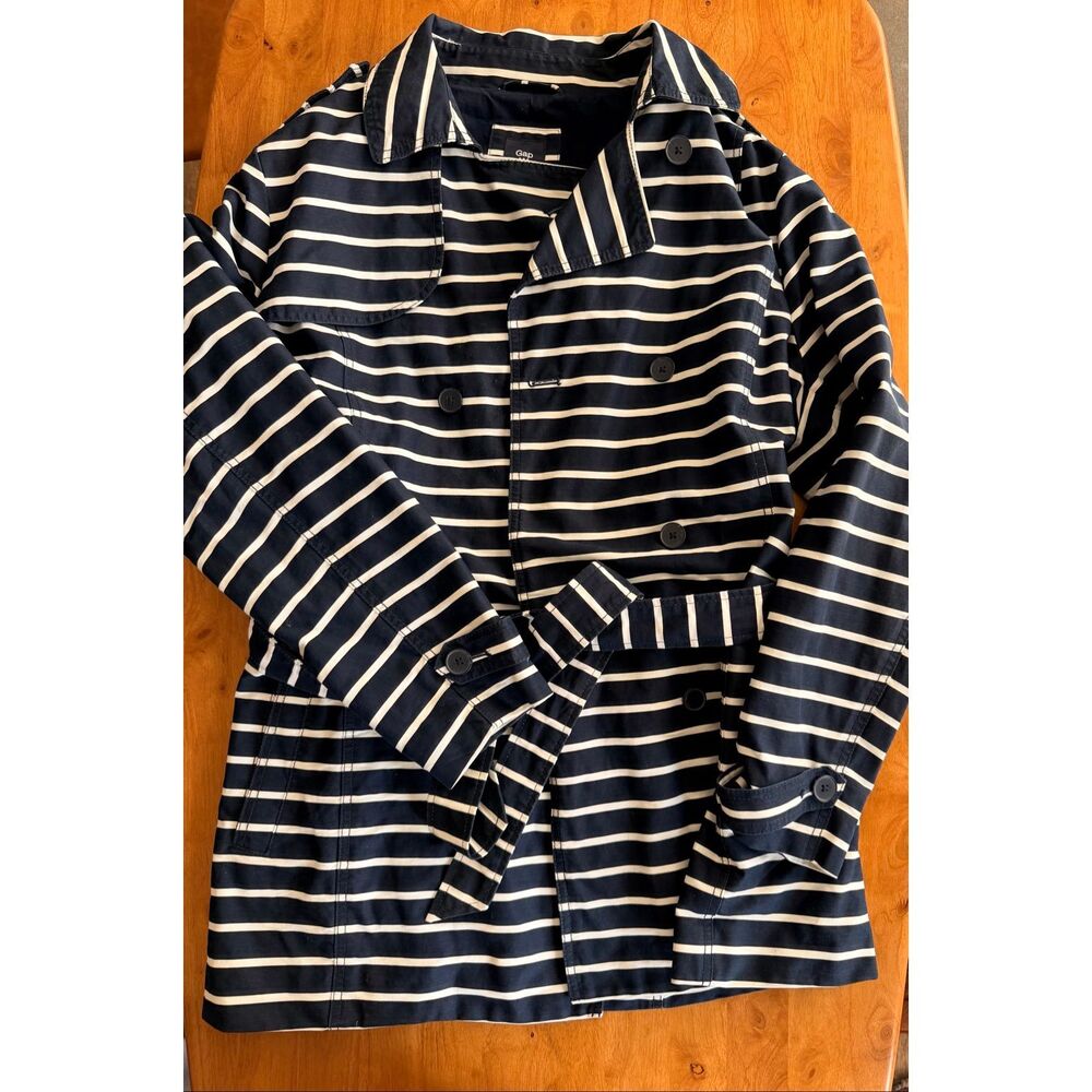 Gap Classic Trench Blue‎ And white Stripes XXL Women's FALL Classic